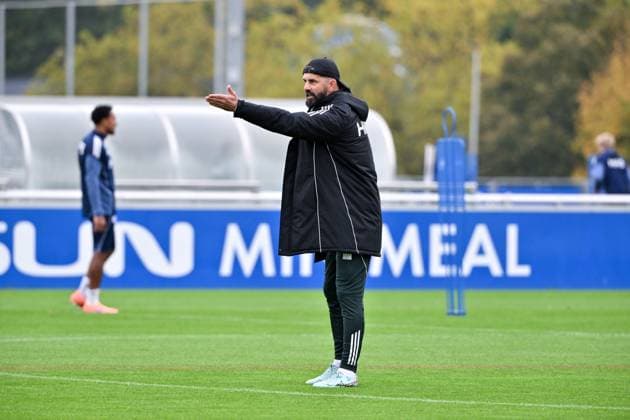 Coach Miron Muslic FC Schalke 04 08 10 2025, Football 2 Bundesliga, Season 2025 2026, Training FC Schalke 04 Gelsenkirchen North Rhine-Westphalia Germany Team2