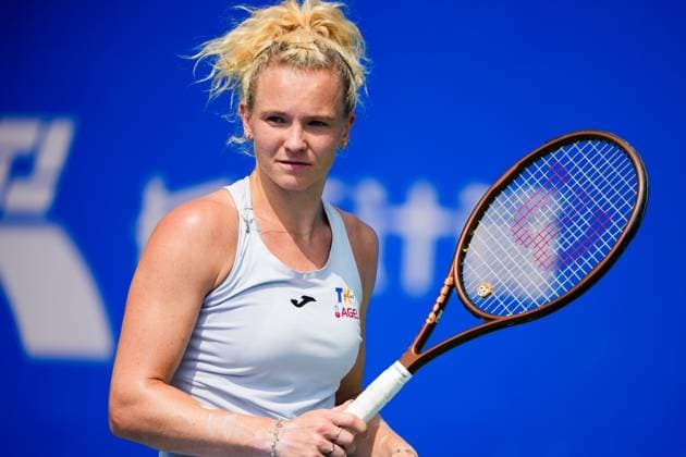 WUHAN, CHINA - OCTOBER 08: Katerina Siniakova of Czech Republic reacts in the Women s Singles Round of 32 match against Maya Joint of Australia on day 5 of 2025 Wuhan Open at Optics Valley International Tennis Center on October 8, 2025 in Wuhan, Hubei Province of China.  Copyright: xVCGx 111595851876