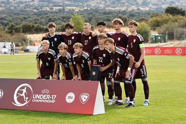 Under17 Latvia team group, Mannschaftsbild, Totale line-up (LAT), OCTOBER 8, 2025 - Football Soccer : UEFA Under-17 Championship qualifying round group 4 match between U17, U 17 Latvia - U17 Denmark at the Ciudad Deportiva Los Angeles de San Rafael in Los Angeles de San Rafael, Spain. Noxthirdxpartyxsales  aflo_306341378