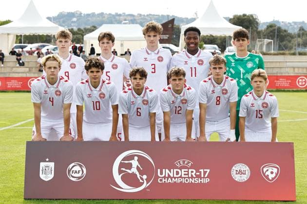 Under17 Denmark team group, Mannschaftsbild, Totale line-up (DEN), OCTOBER 8, 2025 - Football Soccer : UEFA Under-17 Championship qualifying round group 4 match between U17, U 17 Latvia - U17 Denmark at the Ciudad Deportiva Los Angeles de San Rafael in Los Angeles de San Rafael, Spain. Noxthirdxpartyxsales  aflo_306342324