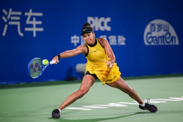 WUHAN, CHINA - OCTOBER 08: Naomi Osaka of Japan returns a shot in the Women s Singles Round of 32 match against Linda Noskova of Czech Republic on day 5 of 2025 Wuhan Open at Optics Valley International Tennis Center on October 8, 2025 in Wuhan, Hubei Province of China.  Copyright: xVCGx 111595911287