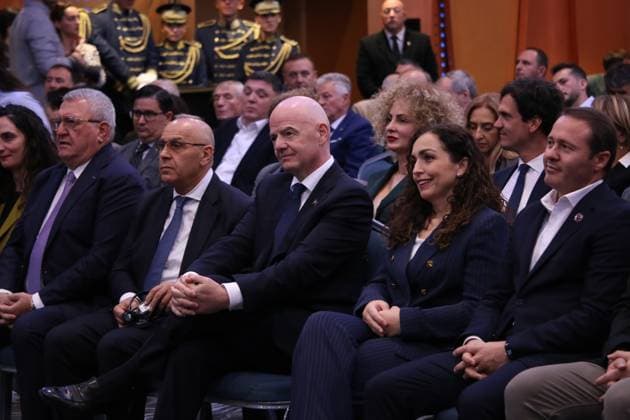 FIFA President Infantino awarded the Presidential Medal of Merit in Kosovo PRISTINA, KOSOVO - OCTOBER 8: Kosovo’s President Vjosa Osmani presents the Presidential Medal of Merit to FIFA President Gianni Infantino in recognition of his contributions to the country’s football during a ceremony held at a hotel in Pristina, Kosovo, on October 8, 2025. Erkin Keci Anadolu Pristina Kosovo. Editorial use only. Please get in touch for any other usage.  Copyright: x2025xAnadoluxErkinxKecix