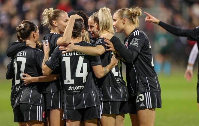 DEU, Frankfurt, Eintracht Frankfurt vs 1 FC Slovacko, UEFA WomenÊ¼s Europa Cup, UEFA, season 2526, Stadion am Bretanobad, playoffs, first leg in the picture Elisa Senß Eintracht Frankfurt 6 scores the goal for 1 0 by penalty kick, jubilation DFB DFL REGULATIONS PROHIBIT ANY USE OF PHOTOGRAPHS AS IMAGE SEQUENCES AND OR QUASI VIDEO, 08 10 2025 Copyright: HMBxMedia HendrikxHamelau