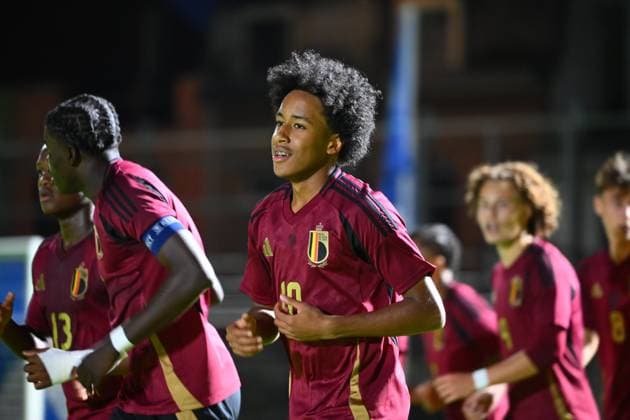 Belgium v Moldova - UEFA European Under-17 Championship Qualifying Round HASSELT, BELGIUM - OCTOBER 08 : Nga Kana Bethume Joshua Williame midfielder of U17, U 17 Belgium celebrates after scoring during the UEFA European Under-17 Championship Estonia 2026 first qualifying round match group 5 between Belgium and Moldova on October 8, 2025 in Hasselt, Belgium, 08 10 2025 Hasselt Belgium  Copyright: xVincentxKalutx