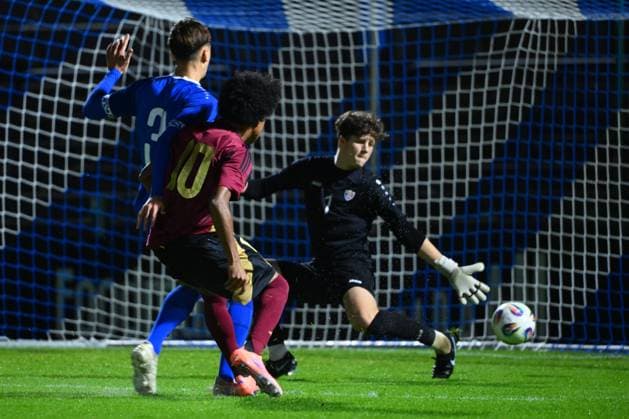 Belgium v Moldova - UEFA European Under-17 Championship Qualifying Round HASSELT, BELGIUM - OCTOBER 08 : Nga Kana Bethume Joshua Williame midfielder of U17, U 17 Belgium scores the opening goal during the UEFA European Under-17 Championship Estonia 2026 first qualifying round match group 5 between Belgium and Moldova on October 8, 2025 in Hasselt, Belgium, 08 10 2025 Hasselt Belgium  Copyright: xVincentxKalutx