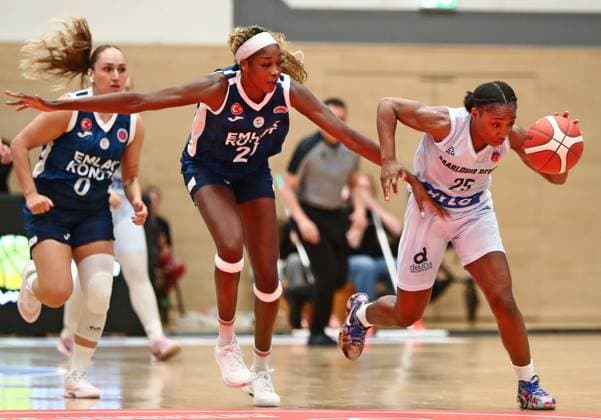 08 10 2025, xmohx, Basketball EuroCup Women, Saarlouis Royals Emlak Konut SK Istanbul v l Victoria Macaulay Emlak Konut , Martha Burse Saarlouis DFL DFB REGULATIONS PROHIBIT ANY USE OF PHOTOGRAPHS as IMAGE SEQUENCES and or QUASI VIDEO Saarlouis