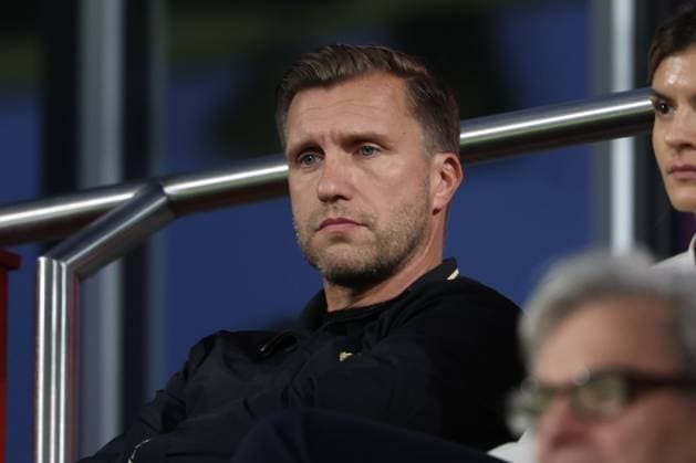 2025.10.03 xJFx zweite Qualifikationsrunde UEFA Women™s Europa Cup 2025 2026 Eintracht Frankfurt - 1. FC Slovacko v.l., Markus Krösche Sportvorstand von Eintracht Frankfurt (DFL DFB REGULATIONS PROHIBIT ANY USE OF PHOTOGRAPHS as IMAGE SEQUENCES and or QUASI-VIDEO) Copyright: JoaquimxFerreira