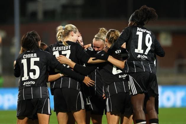 2025 10 03 xJFx second qualifying round UEFA Women™s Europa Cup 2025 2026 Eintracht Frankfurt 1 FC Slovacko v l , Torjubel, Goal celebration, celebrate the goal um Nina Lührssen Eintracht Frankfurt DFL DFB REGULATIONS PROHIBIT ANY USE OF PHOTOGRAPHS as IMAGE SEQUENCES and or QUASI VIDEO Copyright: JoaquimxFerreira