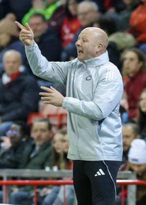 Leigh, England, 8th October 2025. Nils Lexerod manager of Valerenga gestures during the Manchester United, ManU Women vs Valerenga Women UEFA Womens Champions League match at Leigh Sports Village, Leigh. Picture credit should read: Cody Froggatt Sportimage EDITORIAL USE ONLY. No use with unauthorised audio, video, data, fixture lists, club league logos or live services. Online in-match use limited to 120 images, no video emulation. No use in betting, games or single club league player publications. SPI_013_CF_MANCHESTER_UTD_WOMEN_V_VALERENGA_WOMEN SPI-4205-0013