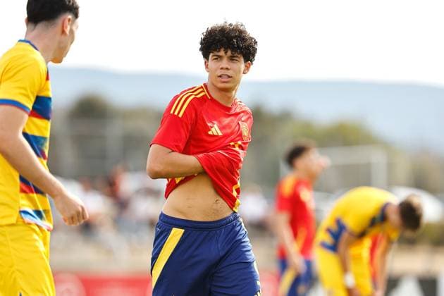 Enzo Alves (ESP), OCTOBER 8, 2025 - Football Soccer : UEFA Under-17 Championship qualifying round group 4 match between U17, U 17 Spain - U17 Andorra at the Ciudad Deportiva Los Angeles de San Rafael in Los Angeles de San Rafael, Spain. Noxthirdxpartyxsales  aflo_306357690