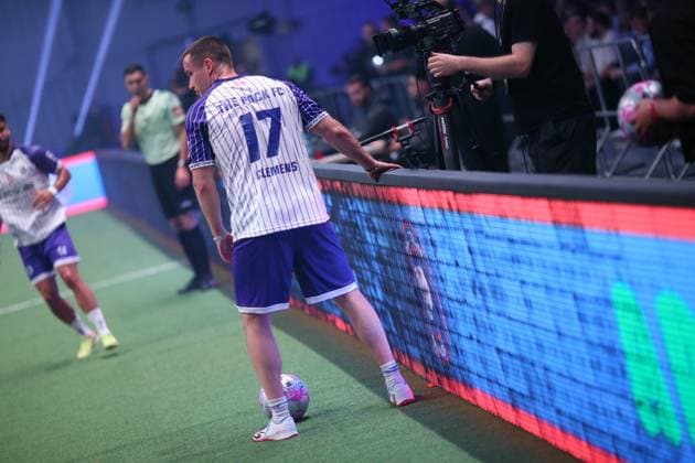 Recording date 6 October 2025 Indoor soccer, The Icon League, season three, match day two at Sporthalle Hamburg in Alsterdorf Match two Plyrs United The Pack FC Christian Clemens Pack FC Winterhude Hamburg