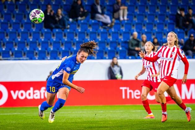 SOCCER - WCL, St.Poelten vs Atletico SANKT POELTEN,AUSTRIA,08.OCT.25 - SOCCER - UEFA Women s Champions League, SKN Sankt Poelten vs Atletico Madrid. Image shows Fanni Nagy (St.Poelten).  GEPAxpictures xKevinxHackner