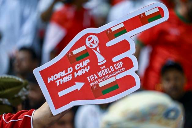 QATAR V OMAN-2026 FIFA World Cup, WM, Weltmeisterschaft, Fussball ASIAN QUALIFIER PLAYOFFS A Omani national team, Nationalteam fan during the FIFA World Cup 2026 AFC Asian qualifiers playoffs group A match between Qatar v Oman at Jassim Bin Hamad Stadium in Doha, Qatar, on October 8, 2025. DOHA Qatar Copyright: xNOUSHADx