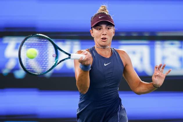 WUHAN, CHINA - OCTOBER 08: Jaqueline Cristian of Romania competes in the Women s Singles Round of 32 match against Elena Rybakina of Kazakhstan on day 5 of 2025 Wuhan Open at Optics Valley International Tennis Center on October 8, 2025 in Wuhan, Hubei Province of China.  Copyright: xVCGx 111596057667