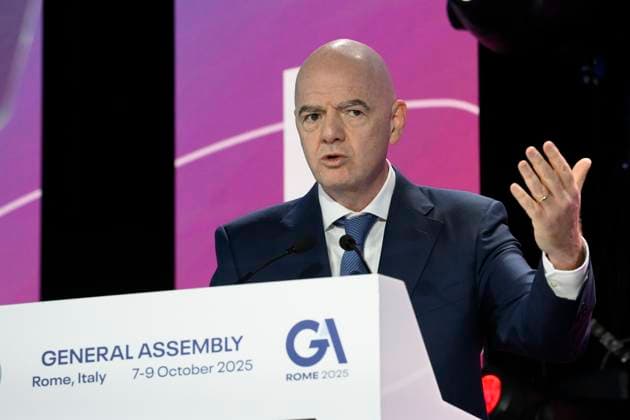 Gianni Infantino FIFA President during the 32nd European Football Clubs General Assembly in Rome at the Rome Cavalieri Waldorf Hotel. Italy - Thursday 09 October 2025. Sports.  Copyright: xFabrizioxCorradetti LaPressex