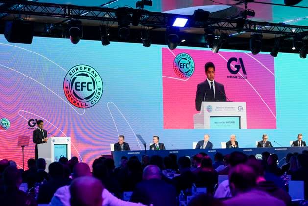 Nasser Al-Khelaifi EFC President during the 32nd European Football Clubs General Assembly in Rome at the Rome Cavalieri Waldorf Hotel. Italy - Thursday 09 October 2025. Sports.  Copyright: xFabrizioxCorradetti LaPressex