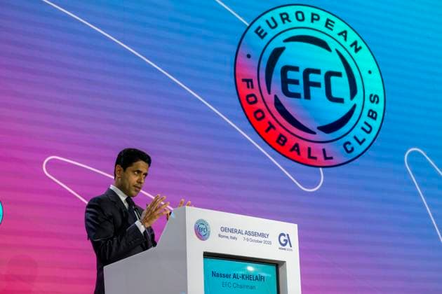 Nasser Al-Khelaifi EFC President during the 32nd European Football Clubs General Assembly in Rome at the Rome Cavalieri Waldorf Hotel. Italy - Thursday 09 October 2025. Sports.  Copyright: xFabrizioxCorradetti LaPressex