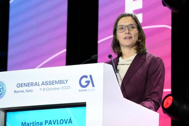 Martina Pavlova EFC Vice Chair Women™s Subdivision during the 32nd European Football Clubs General Assembly in Rome at the Rome Cavalieri Waldorf Hotel. Italy - Thursday 09 October 2025. Sports.  Copyright: xFabrizioxCorradetti LaPressex