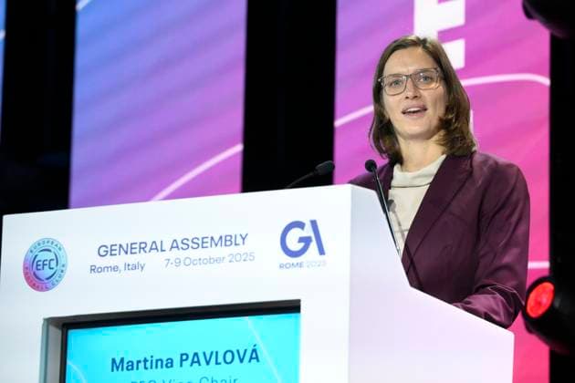 Martina Pavlova EFC Vice Chair Women™s Subdivision during the 32nd European Football Clubs General Assembly in Rome at the Rome Cavalieri Waldorf Hotel. Italy - Thursday 09 October 2025. Sports.  Copyright: xFabrizioxCorradetti LaPressex