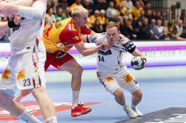 GOG v Magdeburg, EHF Champions League Handball, Svendborg, Denmark Svendborg, Denmark. 08th, October 2025. Omar Ingi Magnusson (14) of Magdeburg seen during the EHF Champions League match between GOG and Magdeburg at Arena Svendborg in Svendborg. Denmark, Svendborg  Copyright: xGonzalesxPhoto LauxNielsenx