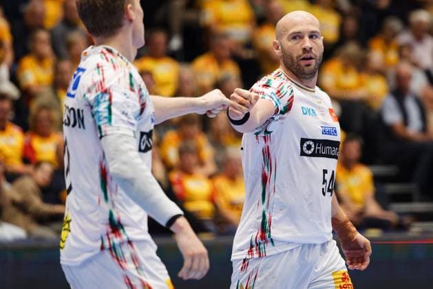 GOG v Magdeburg, EHF Champions League Handball, Svendborg, Denmark Svendborg, Denmark. 08th, October 2025. Oscar Bergendahl (54) of Magdeburg seen during the EHF Champions League match between GOG and Magdeburg at Arena Svendborg in Svendborg. Denmark, Svendborg  Copyright: xGonzalesxPhoto LauxNielsenx