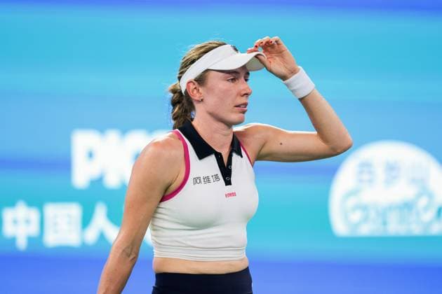 WUHAN, CHINA - OCTOBER 09: Ekaterina Alexandrova returns a shot in the Women s Singles Round of 16 match against Jessica Pegula of United States on day 6 of 2025 Wuhan Open at Optics Valley International Tennis Center on October 9, 2025 in Wuhan, Hubei Province of China.  Copyright: xVCGx 111596103445