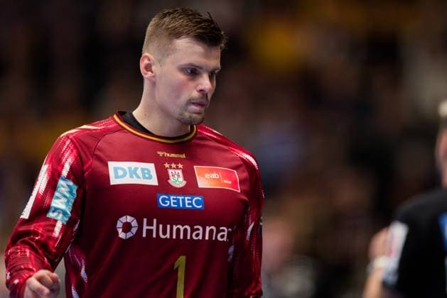 GOG v Magdeburg, EHF Champions League Handball, Svendborg, Denmark Svendborg, Denmark. 08th, October 2025. Sergey Hernandez (1) of Magdeburg seen during the EHF Champions League match between GOG and Magdeburg at Arena Svendborg in Svendborg. Denmark, Svendborg  Copyright: xGonzalesxPhoto LauxNielsenx