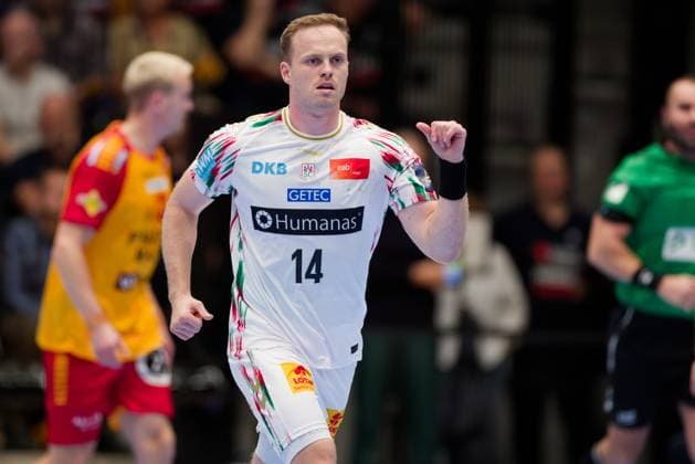 GOG v Magdeburg, EHF Champions League Handball, Svendborg, Denmark Svendborg, Denmark. 08th, October 2025. Omar Ingi Magnusson (14) of Magdeburg seen during the EHF Champions League match between GOG and Magdeburg at Arena Svendborg in Svendborg. Denmark, Svendborg  Copyright: xGonzalesxPhoto LauxNielsenx