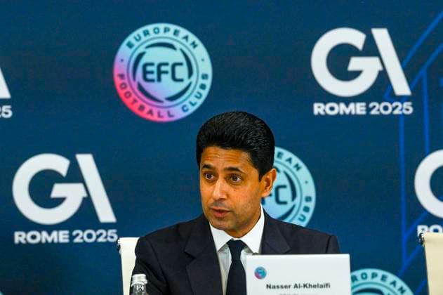 Nasser Al-Khelaifi EFC President during the 32nd European Football Clubs General Assembly in Rome at the Rome Cavalieri Waldorf Hotel. Italy - Thursday 09 October 2025. Sports.  Copyright: xFabrizioxCorradetti LaPressex