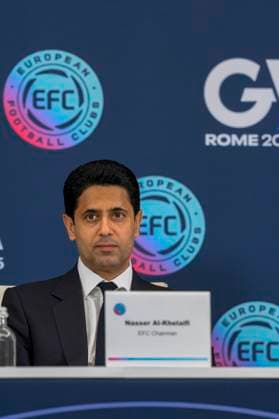 Nasser Al-Khelaifi EFC President during the 32nd European Football Clubs General Assembly in Rome at the Rome Cavalieri Waldorf Hotel. Italy - Thursday 09 October 2025. Sports.  Copyright: xFabrizioxCorradetti LaPressex