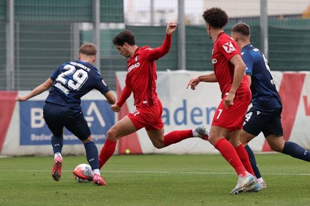 09 10 2025, xrekx, Soccer test match, SC Freiburg Karlsruher SC v l Goal shot to 1 0 by Igor Matanovic SC Freiburg DFL DFB REGULATIONS PROHIBIT ANY USE OF PHOTOGRAPHS as IMAGE SEQUENCES and or QUASI VIDEO Freiburg