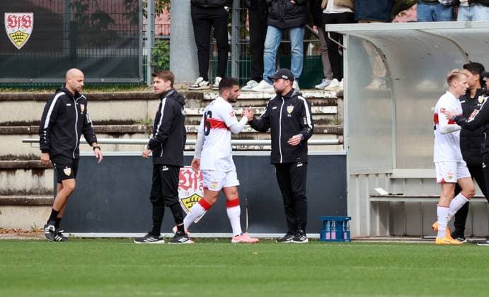 09 10 25 VfB Stuttgart SV Elversberg Germany, Stuttgart, 09 10 2025, Football, Bundesliga, Test match, VfB Stuttgart SV Elversberg v l Deniz Undav VfB Stuttgart , Sebastian Hoeneß Coach VfB Stuttgart