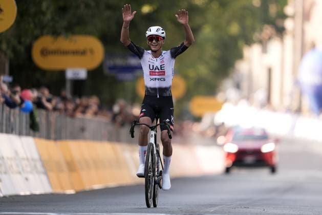 Isaac Romero Del Toro Of Uae Team Emirates Xrg Team winner of the race at the finish line during the 109th edition of the Gran Piemonte 2025 a 179 km one day race from Dogliani to Acqui Terme on October 9, 2025, Italy.  Copyright: xFabioxFerrari LaPressex