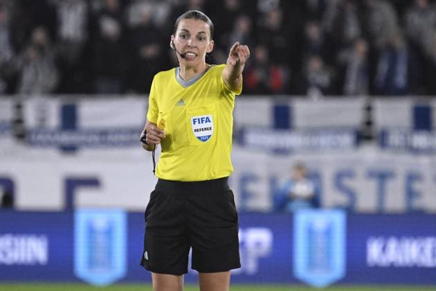Referee Stephanie Frappart of France reacts during the 2026 FIFA World Cup, WM, Weltmeisterschaft, Fussball qualification UEFA Group G football match Finland vs Lithuania in Helsinki, Finland on October 9, 2025. Helsinki Finland LKFTJK20251009194436WDKE  Copyright: xMarkkuxUlanderx LKFTJK20251009194436WDKE