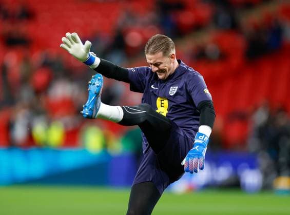 Jordan Pickford of England warming up England v Wales, Football, Wembley Stadium, London, UK - 09 10 2025 EDITORIAL USE ONLY No use with unauthorised audio, video, data, fixture lists (outside the EU), club league logos or live services. Online in-match use limited to 45 images (+15 in extra time). No use to emulate moving images. No use in betting, games or  Copyright: xMattxImpey Shutterstockx 15526511c