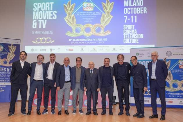 Manuel Pascali, Roberto Donadoni, Fabio Capello, Franco Ascani, Christian Brocchi, Fabio Galante , Filippo Galli, Luigi Apolloni, Paolo, Bedin, Lorenzo Dallari attend the screening of the documentary The Great Race Photo Finish Scudetto, 9 October 2025, Milan (photo Gian Mattia D™Alberto Lapresse) Manuel Pascali, Roberto Donadoni, Fabio Capello, Franco Ascani, Christian Brocchi, Fabio Galante , Filippo Galli, Luigi Apolloni, Paolo, Bedin,Lorenzo Dallari alla proiezione del docufilm The great race photo finish Scudetto, 9 ottobre 2025, Milano (photo Gian Mattia D™Alberto Lapresse) Copyright: xGianxMattiaxD Albertox-xLaPressex