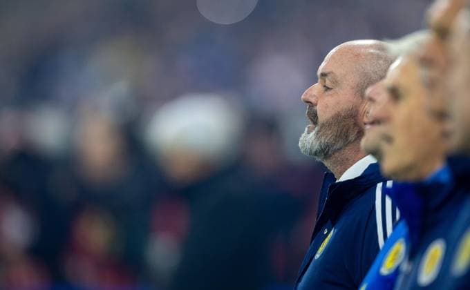 9th October 2025; Hampden Park, Glasgow, Scotland; World Cup Qualifiers International Football, Scotland versus Greece; Scotland Coach Stevie Clarke sings the national anthem  VagelisxGeorgariou