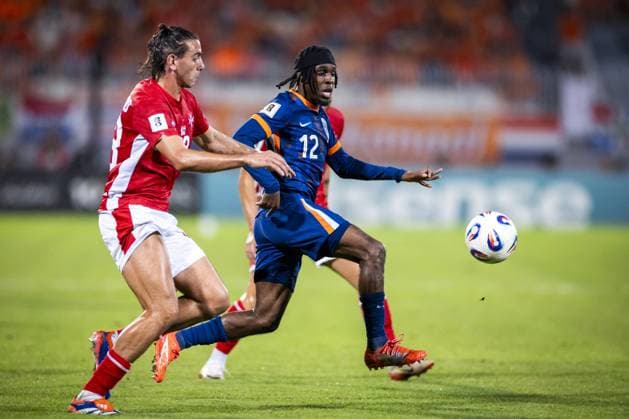 ATTARD - (l-r) Alexander Satariano of Malta and Jeremie Frimpong of the Netherlands at the National Stadium during the Dutch national team, Nationalteam s 2026 FIFA World Cup, WM, Weltmeisterschaft, Fussball qualifying match against Malta. ANP KOEN VAN WEEL xVIxANPxSportx xxANPxIVx 538793549 originalFilename: 538793549.jpg