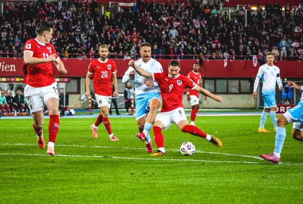 Football Austria, FIFA World Cup Qualification Europe UEFA 2026, Matchday 7 ÖFB Austria vs San Marino Ernst Happel Stadium Vienna, Austria Marcel Sabitzer Austria, 9 Copyright: xLukasxBierederx