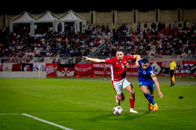 Malta player Ilyas Chouaref, Netherlands forwarder Cody Gakpo during the match Malta vs Netherlands at the National Stadium Ta Qali for the European Qualifiers Group G season 2025-2026 in ATTARD, Malta on 9 October 2025, (photo by Marcel van Dorst EYE4images DeFodi Images) Malta player Ilyas Chouaref, Netherlands forwarder Cody Gakpo during the match Malta vs Netherlands at the National Stadium Ta Qali for the European Qualifiers Group G season 2025 2026 in ATTARD, Malta on 9 October 2025, photo by Marcel van Dorst EYE4images DeFodi Images