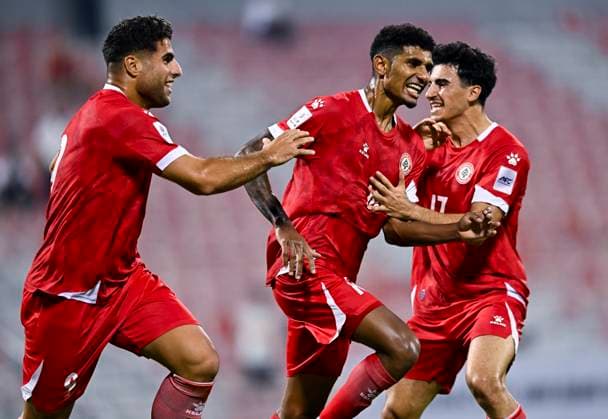 LEBANON v BHUTAN-AFC ASIAN CUP 2027 QUALIFIER THIRD ROUND Walid Shour (C) of Lebanon celebrates after scoring a goal during the AFC Asian Cup 2027 Qualifier third round Group B match between Lebanon and Bhutan at Grand Hamad Stadium in Doha, Qatar, on October 9, 2025. DOHA Qatar Copyright: xNOUSHADx