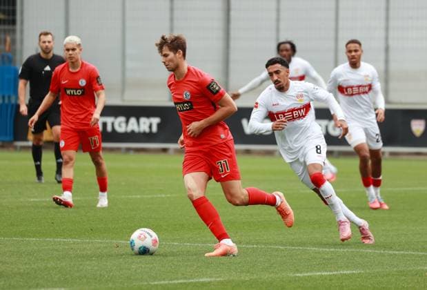 09 10 25 VfB Stuttgart SV Elversberg Germany, Stuttgart, 09 10 2025, Football, Bundesliga, Test match, VfB Stuttgart SV Elversberg v l Maximilian Rohr SV Elversberg , Tiago Tomas VfB Stuttgart