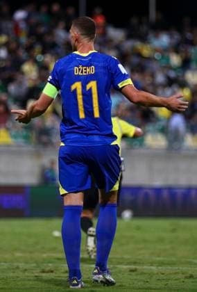 Cyprus Bosnia WCup Soccer Bosnia s Edin Dzeko reacts during a World Cup qualifying soccer match between Cyprus and Bosnia and Herzegovina at the AEK Arena in Larnaca. Cyprus, Thursday, October 9, 2025 Larnaca Cyprus  Copyright: xDanilxShamkinx originalFilename:shamkin-notitle251009_npQjK.jpg