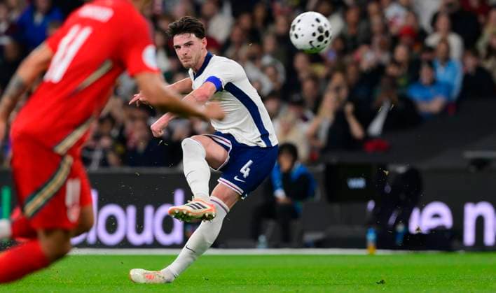 England v Wales, London, UK - 9 Oct 2025 Declan Rice of England during the AlzheimerÕs Society International Friendly, Länderspiel, Nationalmannschaft match between England and Wales on 9th October 2025 at Wembley Stadium, London London Wembley Stadium London GBR Copyright: xFrankiexOKeeffe PPAUKx PPA-222110