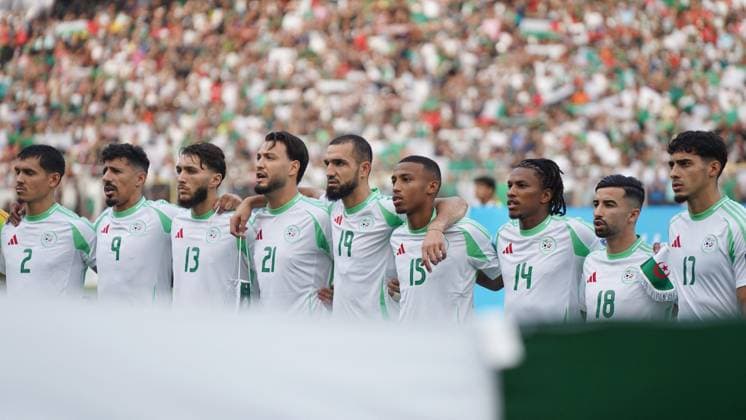 World Cup Qualifiers - Algeria v Somalia Aïssa Mandi, Baghdad Bounedjah, Jaouen Hadjam, Ramy Bensebaïni, Nabil Bentaleb, Rafik Belghali, Hicham Boudaoui, Mohammed Amoura and Farès Chaïbi of the Algerian national soccer team during Algeria v Somalia compete for a World Cup qualifying match at Miloud Hadefi Stadium in Bir El Djir. Bir El Djir, Algérie, October 9, 2025. Photo by Hamza Bouhara ABACAPRESS.COM Oran Algeria  Copyright: xBouharaxHamza ABACAx