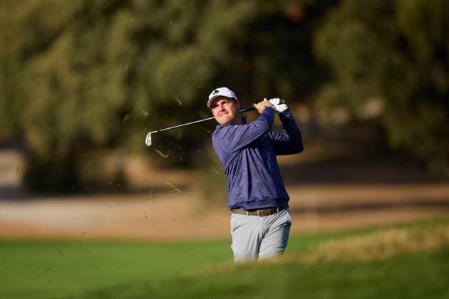 Open de Espa–a presented by Madrid 2025 - Day Two Aaron Cockerill of Canada plays his second shoot on the first hole during the Open de Espa–a presented by Madrid 2025 at Club de Campo Villa de Madrid on October 10, 2025, in Madrid, Spain. Madrid Club de Campo Villa de Madrid Madrid Spain RL_OpESP_DPWT_000217 Copyright: xRicardoxLarreinax