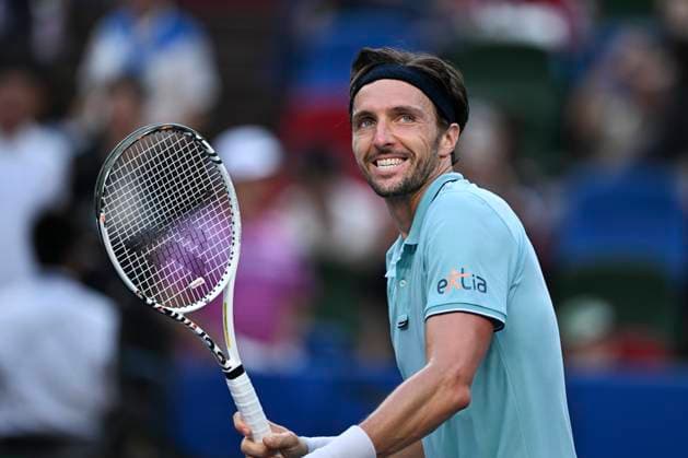 (251010) -- SHANGHAI, Oct. 10, 2025 -- Arthur Rinderknech of France reacts after defeating Felix Auger-Aliassime of Canada in the men s singles quarterfinal at the ATP, Tennis Herren World Tour Shanghai Masters tennis tournament in Shanghai, east China, Oct. 10, 2025. ) (SP)CHINA-SHANGHAI-TENNIS-ATP TOUR-SHANGHAI MASTERS-MEN S SINGLES (CN) ChenxHaoming 