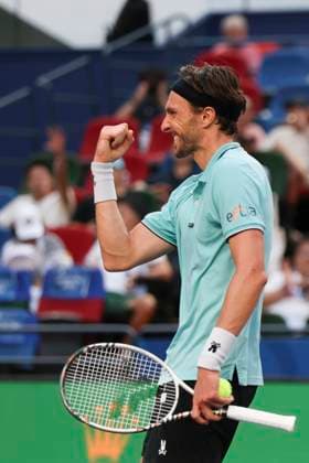 (251010) -- SHANGHAI, Oct. 10, 2025 -- Arthur Rinderknech of France celebrates for scoring while competing against Felix Auger-Aliassime of Canada during the men s singles quarterfinal at the ATP, Tennis Herren World Tour Shanghai Masters tennis tournament in Shanghai, east China, Oct. 10, 2025. ) (SP)CHINA-SHANGHAI-TENNIS-ATP TOUR-SHANGHAI MASTERS-MEN S SINGLES (CN) WangxXiang 