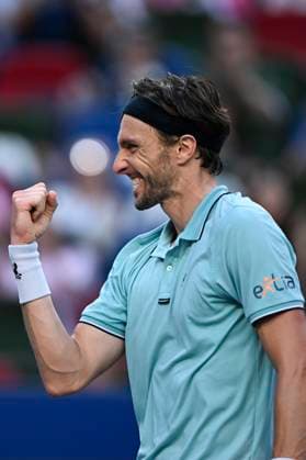 (251010) -- SHANGHAI, Oct. 10, 2025 -- Arthur Rinderknech of France reacts after defeating Felix Auger-Aliassime of Canada in the men s singles quarterfinal at the ATP, Tennis Herren World Tour Shanghai Masters tennis tournament in Shanghai, east China, Oct. 10, 2025. ) (SP)CHINA-SHANGHAI-TENNIS-ATP TOUR-SHANGHAI MASTERS-MEN S SINGLES (CN) ChenxHaoming 