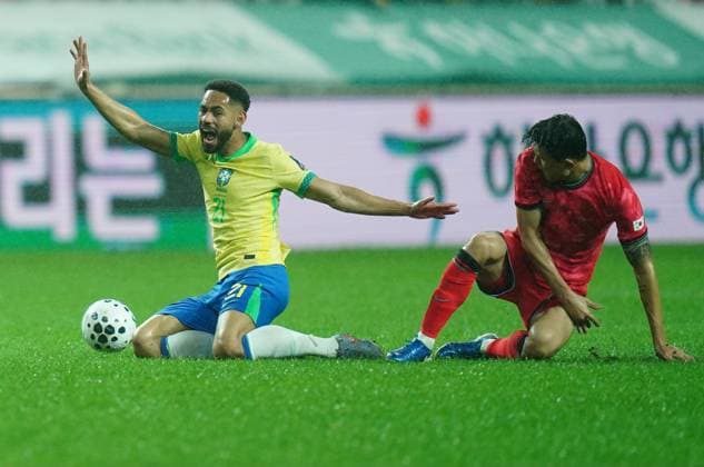 Friendly football match ( South Korea vs Brazil - 20251010 ) SEOUL, SOUTH KOREA, OCT 10: Matheus Cunha of Brazil National Football Team during the friendly football match match between South Korea National Football Team and Brazil National Football Team at the Seoul World Cup Stadium in Seoul, South Korea on October 10, 2025. (Editorial Use Only) Seoul the Seoul World Cup Stadium South Korea 8230_285274 Copyright: xSeokyongxLee PentaxPressx